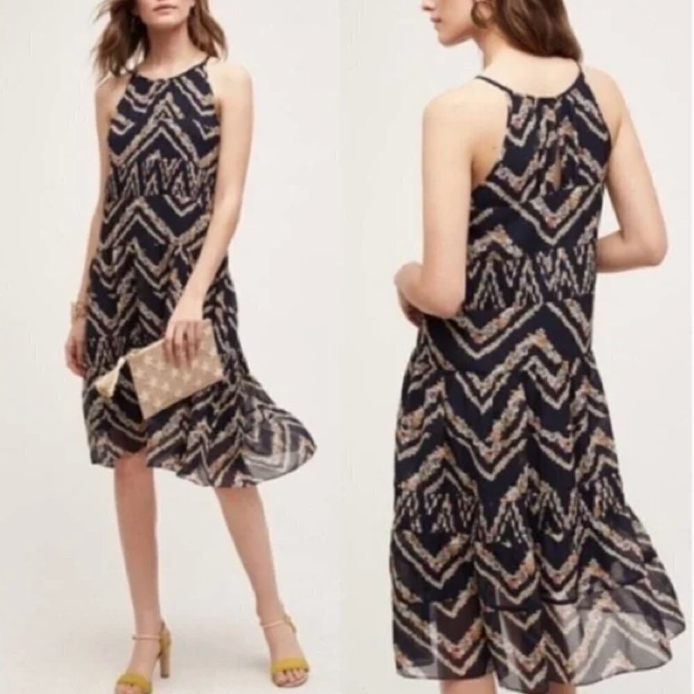 Anthropologie HD in Paris Rococo midi dress navy floral